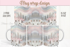 Pink Christmas mug wrap png | Silver scene mug sublimation Product Image 1