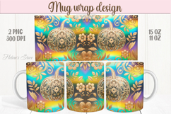 Happy Thanksgiving day mug wrap design png|Cute gold pumpkin Product Image 1