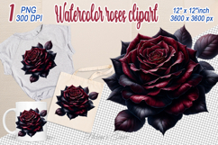 Watercolor Dark Aesthetic Roses Clipart| Gothic Dark Flower Product Image 1