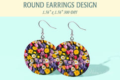 Spring Flowers earrings | Floral Round Earring sublimation Product Image 1