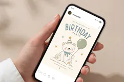 Neutral Teddy Bear Birthday Invitation Canva Template Product Image 6