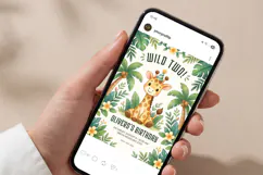 Jungle Animal Birthday Invitation Template, Editable Canva Product Image 6