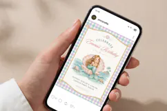 Mermaid Birthday Invitation Template, Pastel Gingham Canva Product Image 6