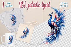 Cute peacock bird American flag colors clipart|USA Patriotic Product Image 1