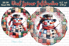 Patchwork Christmas Snowman Wind Spinner sublimation design Product Image 1