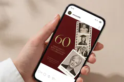 60th Birthday Invitation Template, Burgundy Gold Photo Product Image 6