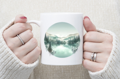 Mountains lake watercolor sublimation design |Nature clipart Product Image 3