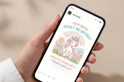 Unicorn Birthday Invitation Template Editable Product Image 6