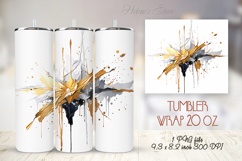 3D splash gold paint straight tumbler 20oz wrap design png Product Image 1