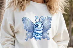 Funny Pastel Snowflake Butterfly PNG | Blue Winter Clipart Product Image 2