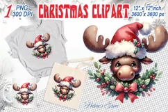Christmas elk clipart sublimation PNG | Retro funny animal Product Image 1