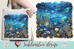 Blue ocean gold and pearl sublimation designs png | Sea life Product Image 1