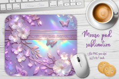 Iridescent lilac 3D floral mouse pad sublimation design png Product Image 1