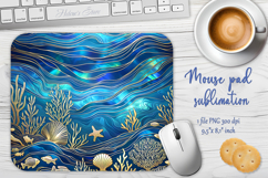 Iridescent blue ocean design sublimation design mouse pad Product Image 1