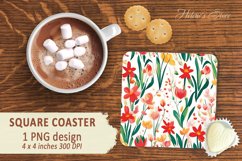 Floral pattern square Coaster | Coaster sublimation square Product Image 1