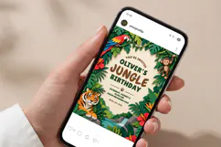 Jungle Animal Birthday Invitation Template, Editable Canva Product Image 6