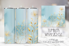 Gold flowers tumbler sublimation wrap|Spring abstract design Product Image 1