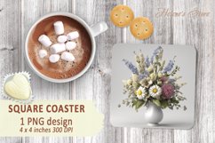 Flowers bouquet square Coaster sublimation | Coaster square Product Image 1