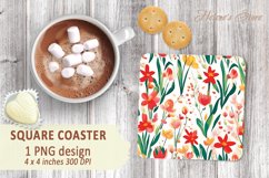 Floral pattern square Coaster | Coaster sublimation square Product Image 2