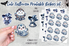 Cute blue Halloween Stickers Printable | Spooky sticker PNG Product Image 1