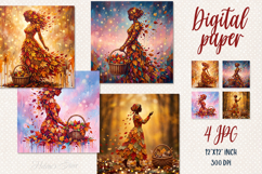 Beautiful Autumn Lady digital papers jpeg |Scrap booking Product Image 1