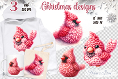 Pink Christmas crochet yarn toy clipart|Cute sublimation png Product Image 1