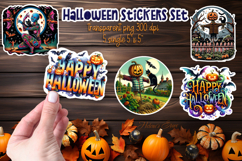 Happy Halloween Stickers Printable design | Cute spooky PNG Product Image 1