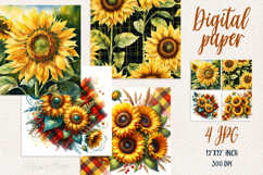 Cute sunflowers digital paper | Scrap booking graphics Product Image 1