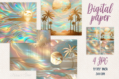 Summer beach digital paper | Gold and pearl scrap booking Product Image 1