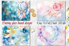 Boho dreamcatcher kitchen glass cutting board sublimation Product Image 1