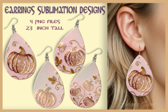 Gold Pumpkin pink earrings|Fall Teardrop earring sublimation Product Image 1