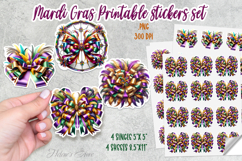 Mardi Gras coquette bow printables stickers and sheet Product Image 1