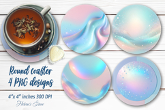 Pastel blue pearl abstract round coaster sublimation png Product Image 1
