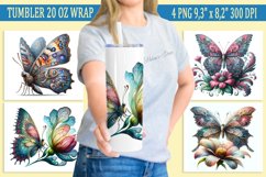 Butterfly flowers tumbler |Tumbler sublimation wrap| Spring Product Image 1