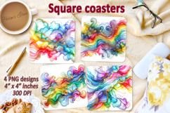 Rainbow square coaster sublimation| Vivid colorful pattern Product Image 1