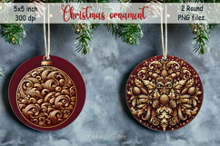 Christmas vintage round ornament sublimation designs PNG Product Image 1