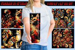 Flowers cat tumbler wrap 20oz sublimation | Floral pattern Product Image 1