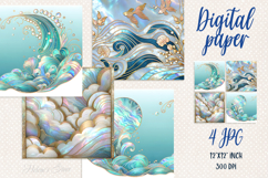 Sea life digital paper|Gold and pearl scrap booking graphics Product Image 1