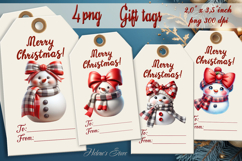 Christmas gift tags printable designs|Coquette bows snowman Product Image 1