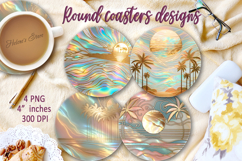 Summer beach gold pearl round coaster sublimation designs Product Image 1