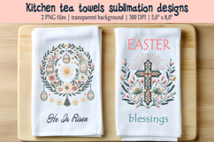 Easter wreath with flowers kitchen tea towel sublimation Product Image 1