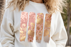 Cute golden pumpkins pink brush strokes t shirt design png Product Image 1