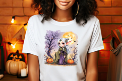 Cute watercolor Halloween elf girl sublimation design png Product Image 2