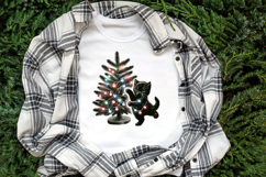 Christmas lights &amp; black cat clipart| Winter t shirt designs Product Image 3