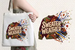 Sweater Weather Chenille Embroidered Patch Puffy Autumn PNG Product Image 4