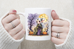 Cute watercolor Halloween elf girl sublimation design png Product Image 4