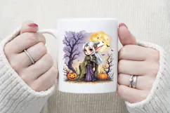 Cute watercolor Halloween elf girl sublimation design png Product Image 4