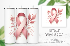 Breast cancer awareness ribbon tumbler 20oz wrap sublimation Product Image 1