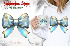 Cute Christmas coquette bows design|Blue bow T-shirt clipart Product Image 1