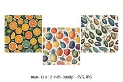 seamless pattern olives , oranges, fruits, food watercolor Product Image 1